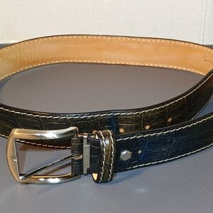 Roger Ximenez: Genuine Italian Calf Leather Brown Gator Belt